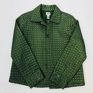 Chico’s Women’s Coat Quilted Green Stich